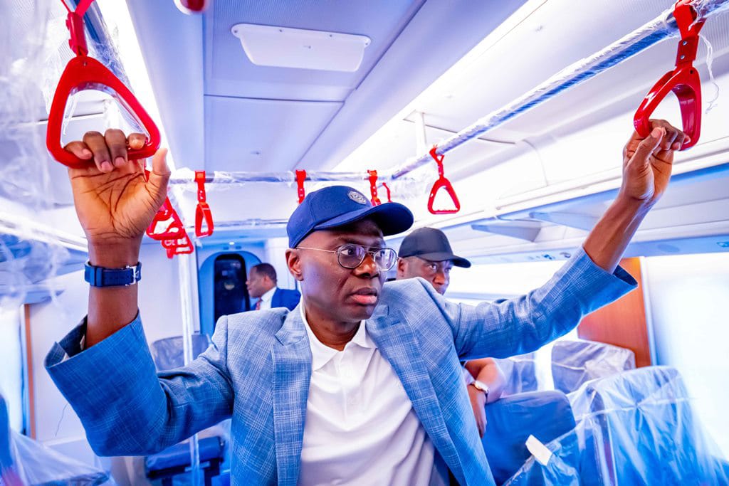 Sanwo-Olu conducts text run of red line train, inspect rail facilities ahead of commissioning