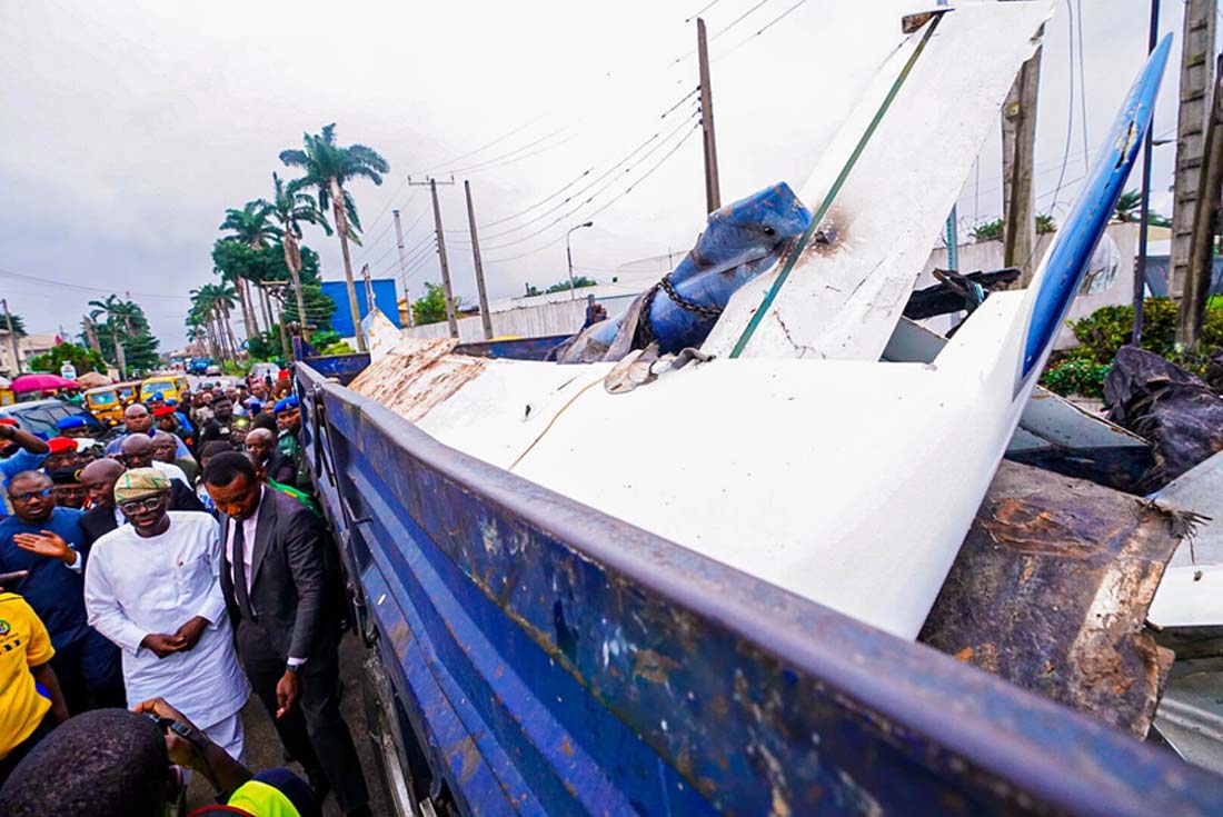 Sanwo-Olu visits helicopter crash site