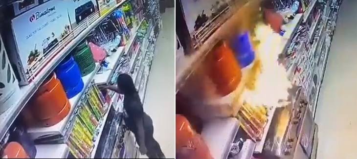 VIDEO: CCTV footage shows moment nine-year-old girl set Abuja Ebeano supermarket on fire