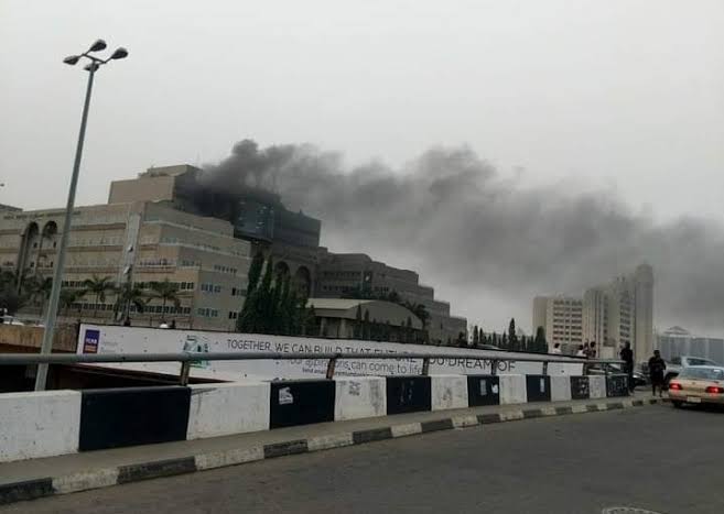 Early morning fire guts Ministry Of Finance building in Abuja